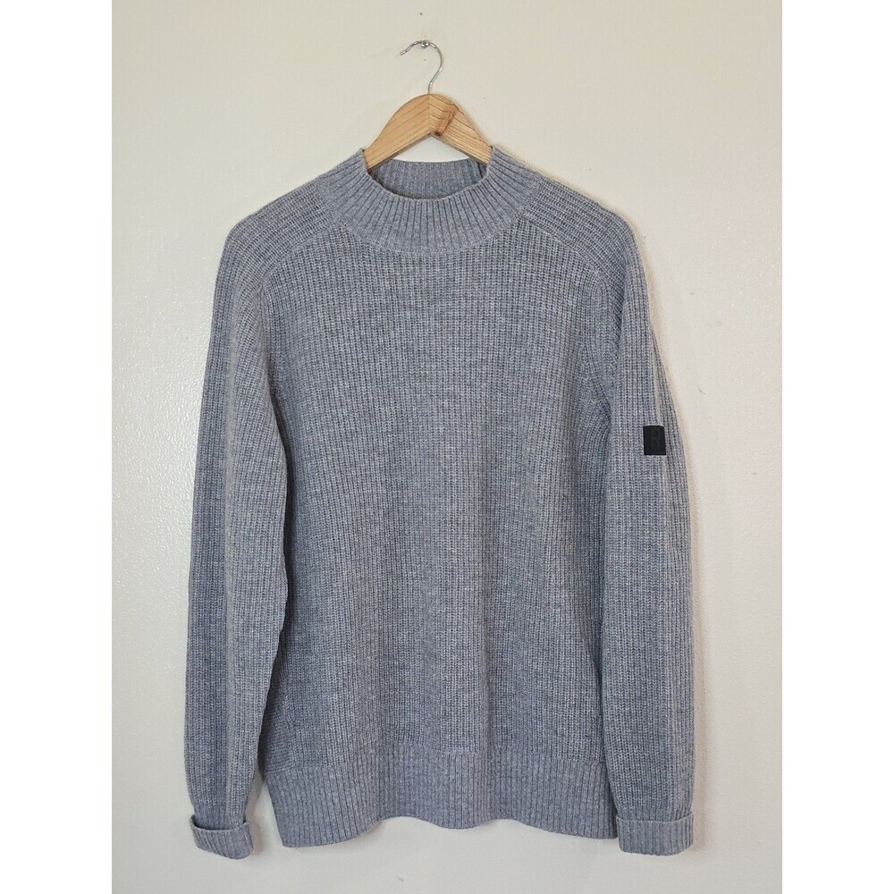 Rhone Sweater Mens Medium Gray Wool Cashmere Ribbed Crewneck Luxury - Picture 2 of 10